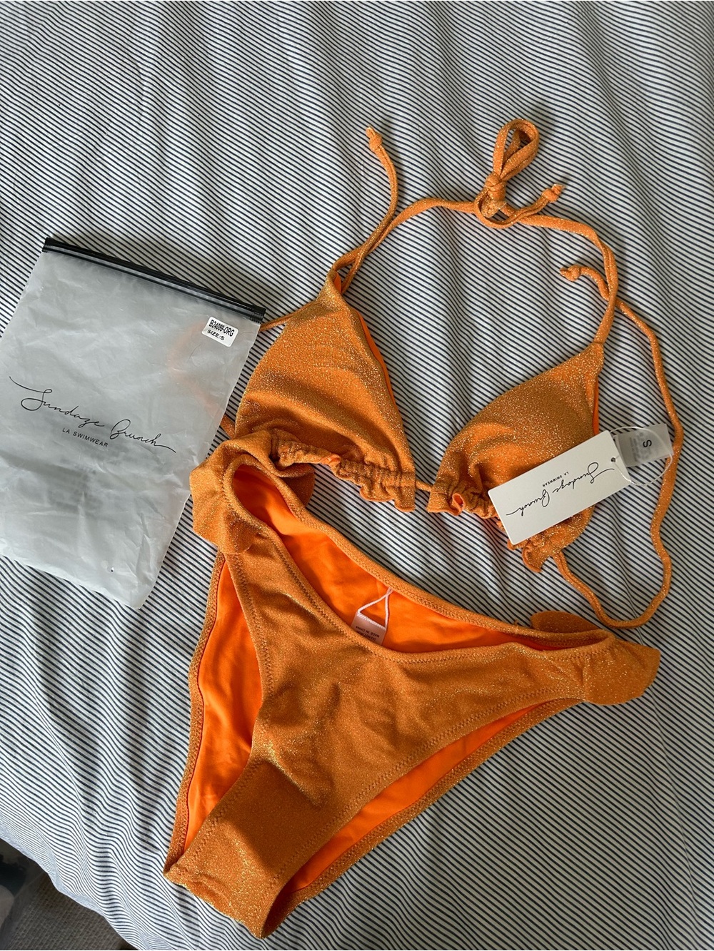 Orange Glitter Bikini Set NWT